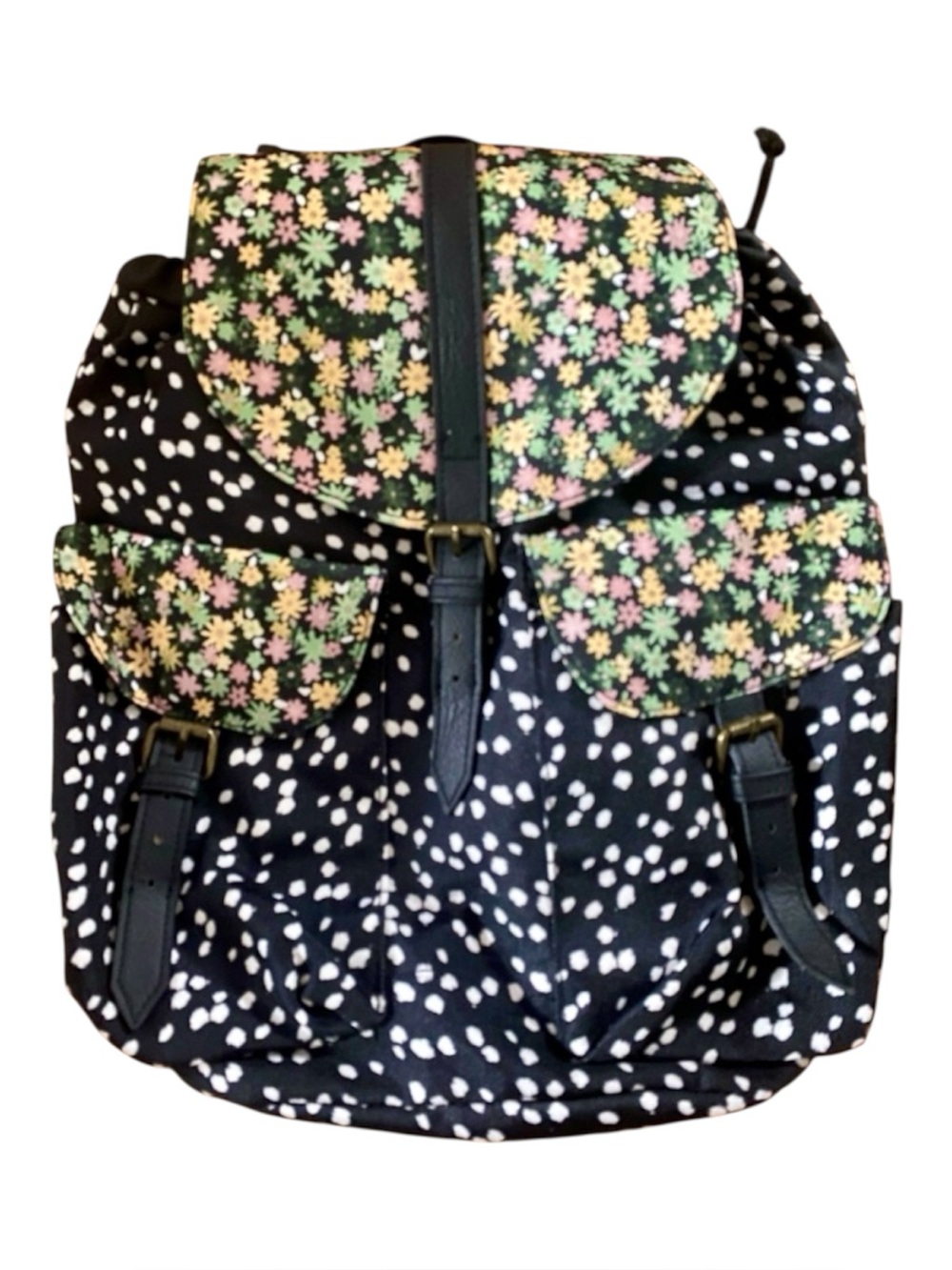 Mossimo Supply Co Floral Polka Dot Backpack Purse Drawstring Y2K Indie OS